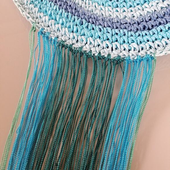 Blue Tone Crochet Bag with Extra Long Fringe - Picture 2 of 7